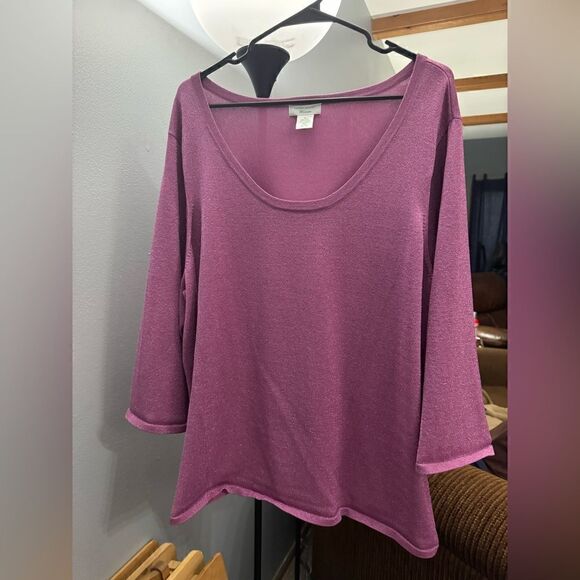 Laura Ashley Women Sparkle Pink Sweater Size 3X - Picture 1 of 6